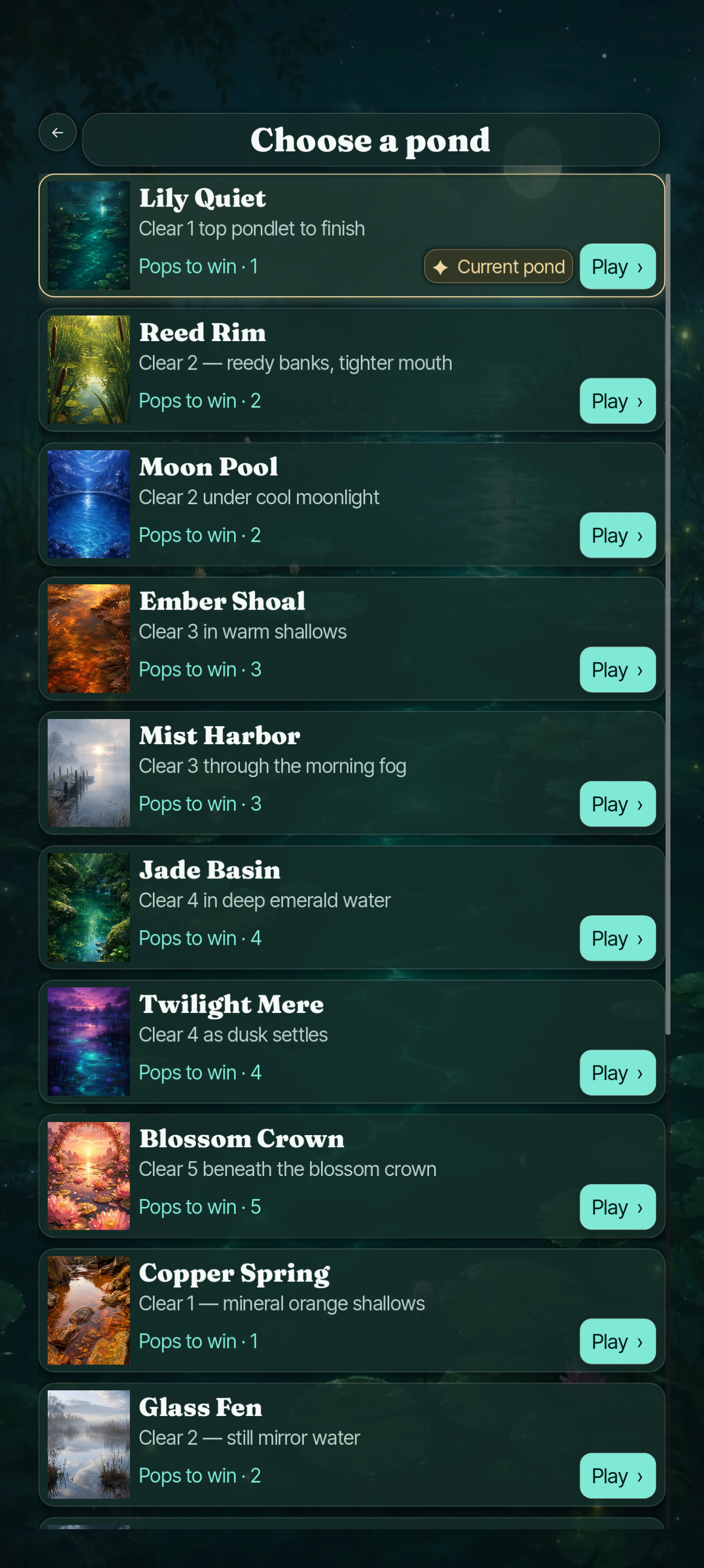 Pondlets multiple ponds unlock map